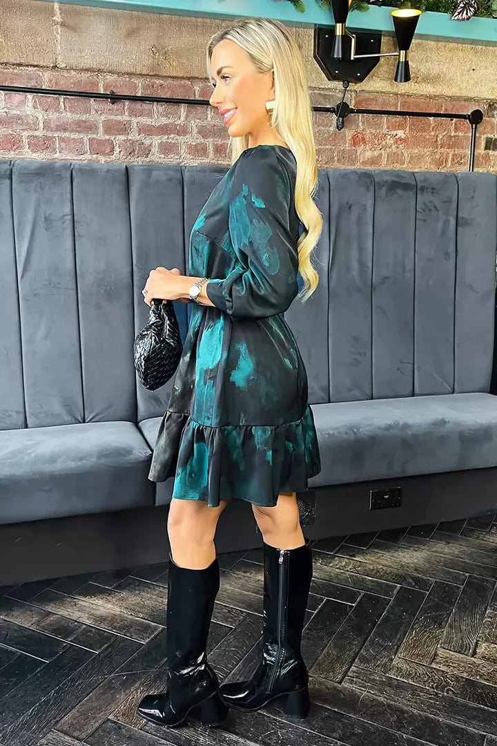 1752161969_Teal-And-Black-Smudge-Print-Frill-Hem-Belted-Mini-Dress-4_800x