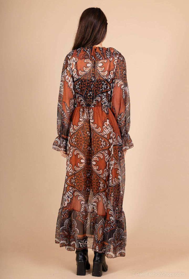 Bohemian Long Dress with Ethnic Print