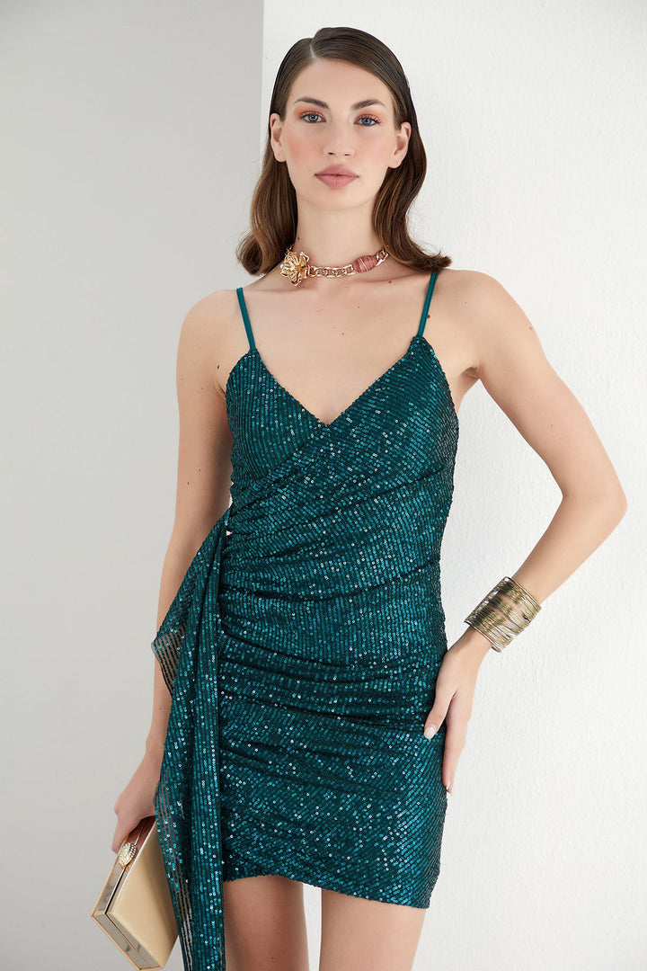 Cami Sequin Mini Dress in Green - jqwholesale.com