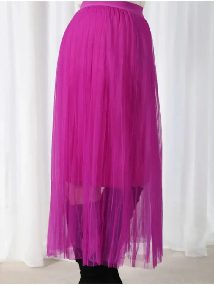 (2P.PACK) Tulle Mesh Maxi Skirt - jqwholesale.com