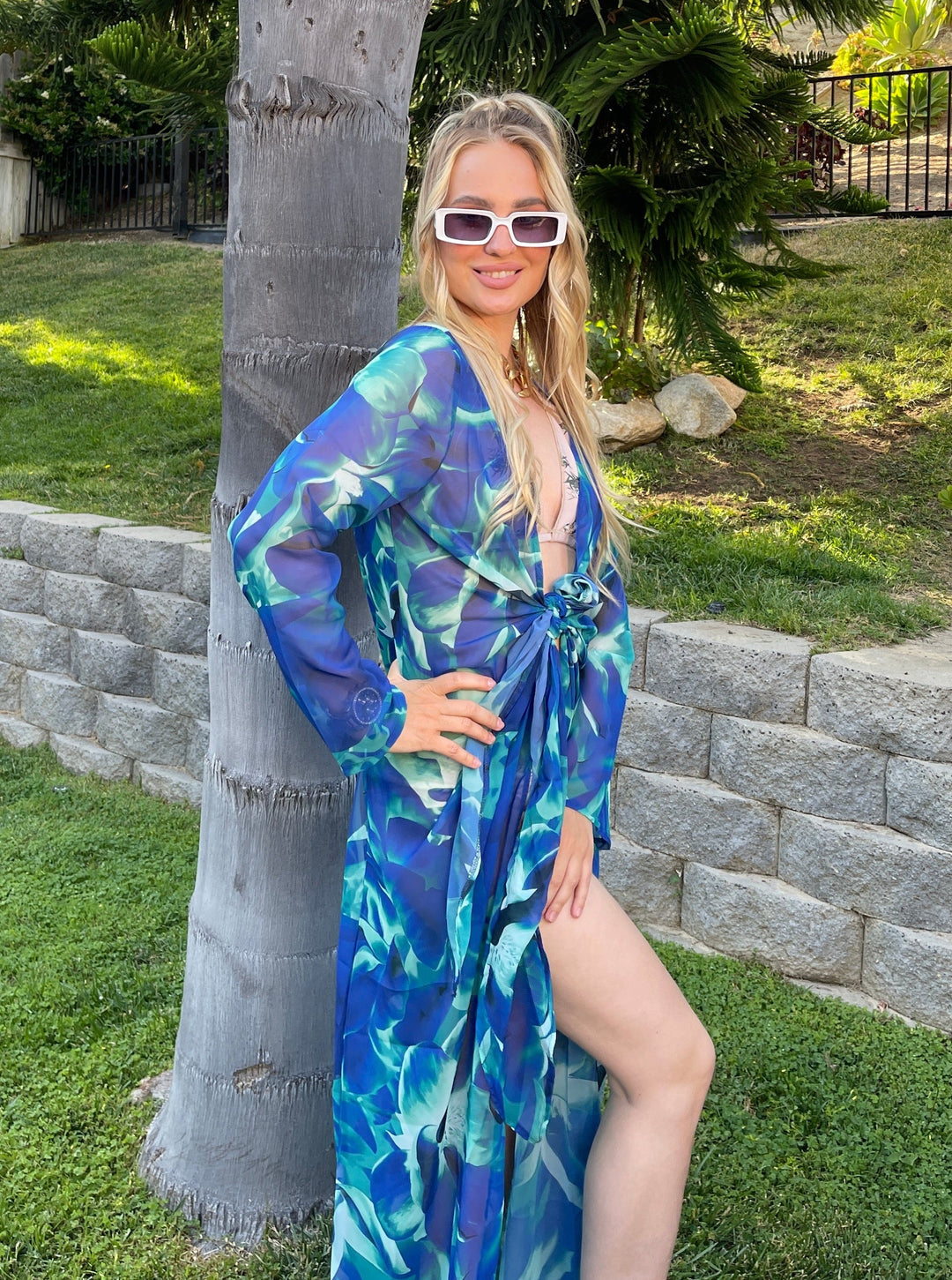 Summer Maxi Tunic / Kaftan with Tie - jqwholesale.com