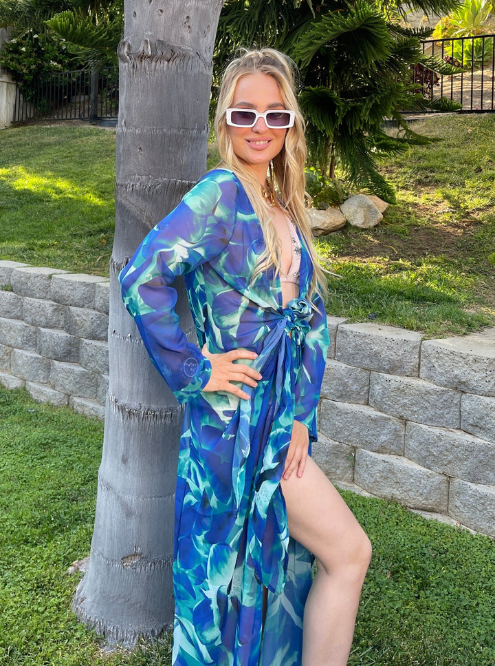Summer Maxi Tunic / Kaftan with Tie - jqwholesale.com