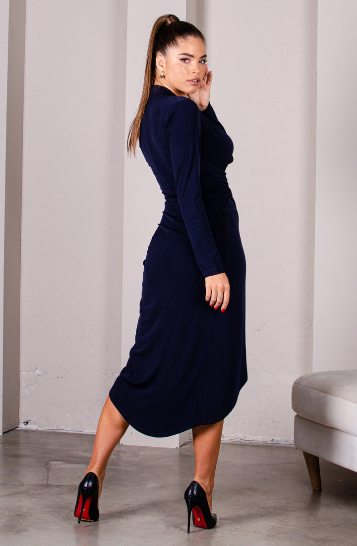 Wrap Midi dress with front Slit - jqwholesale.com