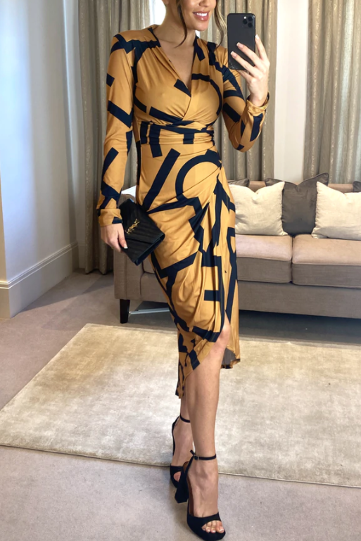 Wrap Midi dress with front Slit - jqwholesale.com