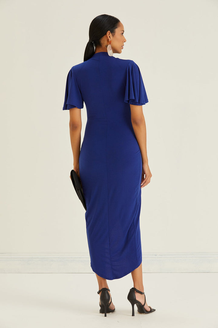 Forever Angel Sleeve Dress in Sax - jqwholesale.com