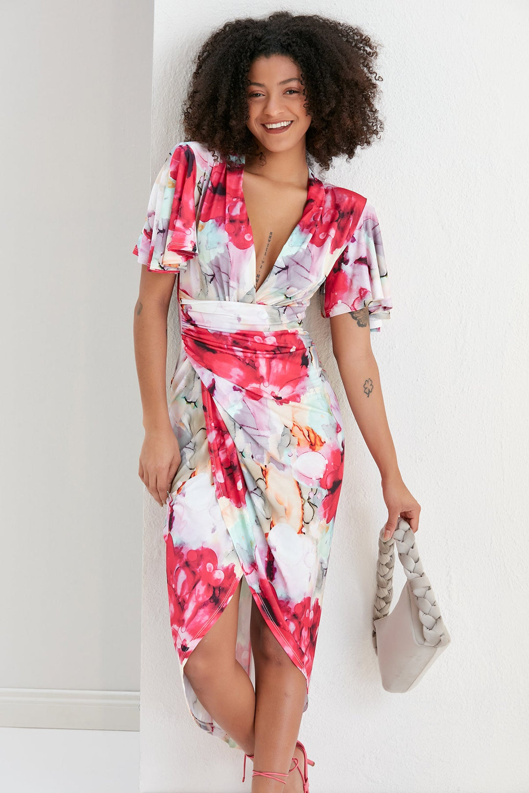 Forever Angel Sleeve Dress in Passion Flower print - jqwholesale.com