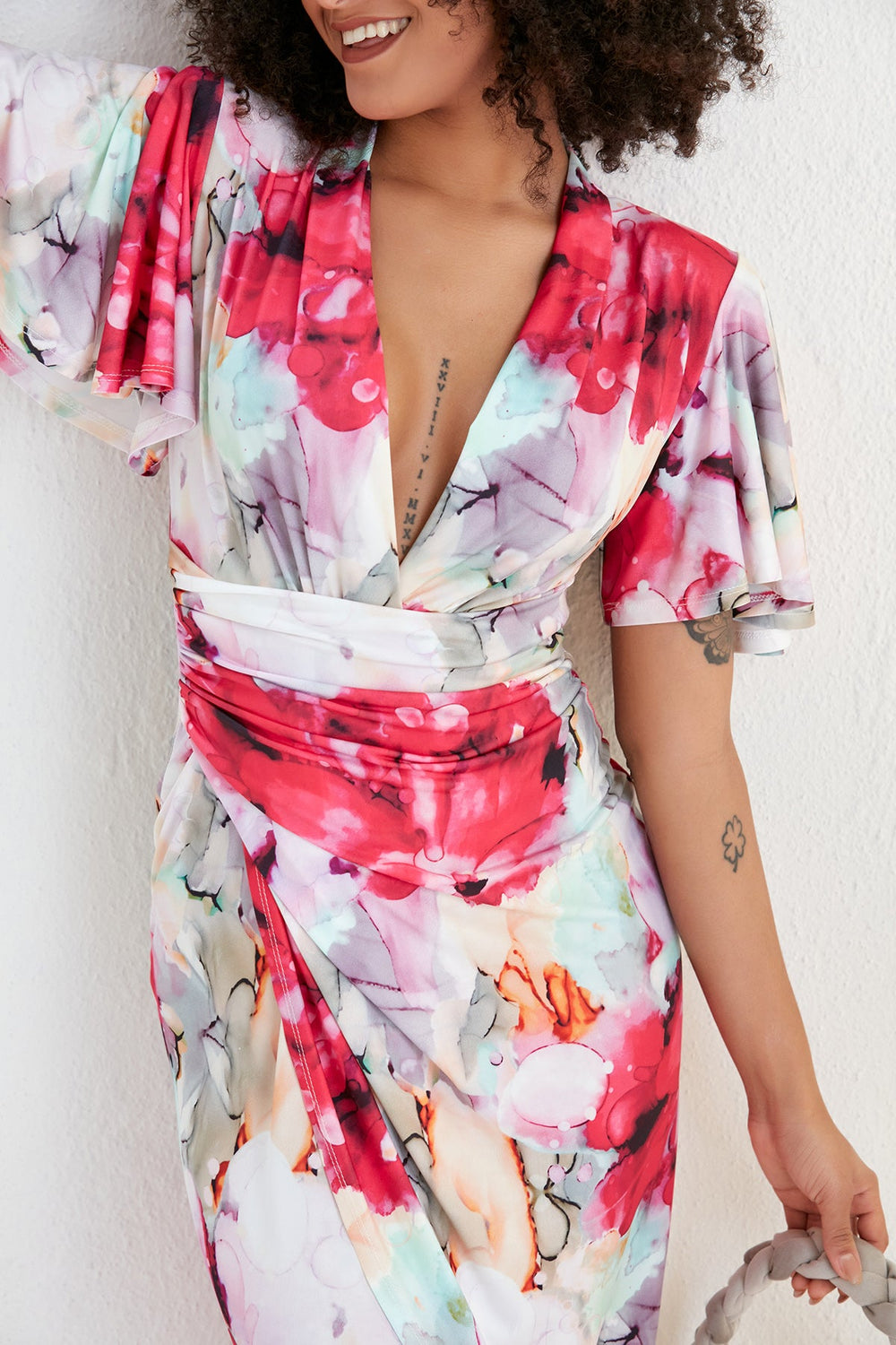Forever Angel Sleeve Dress in Passion Flower print - jqwholesale.com