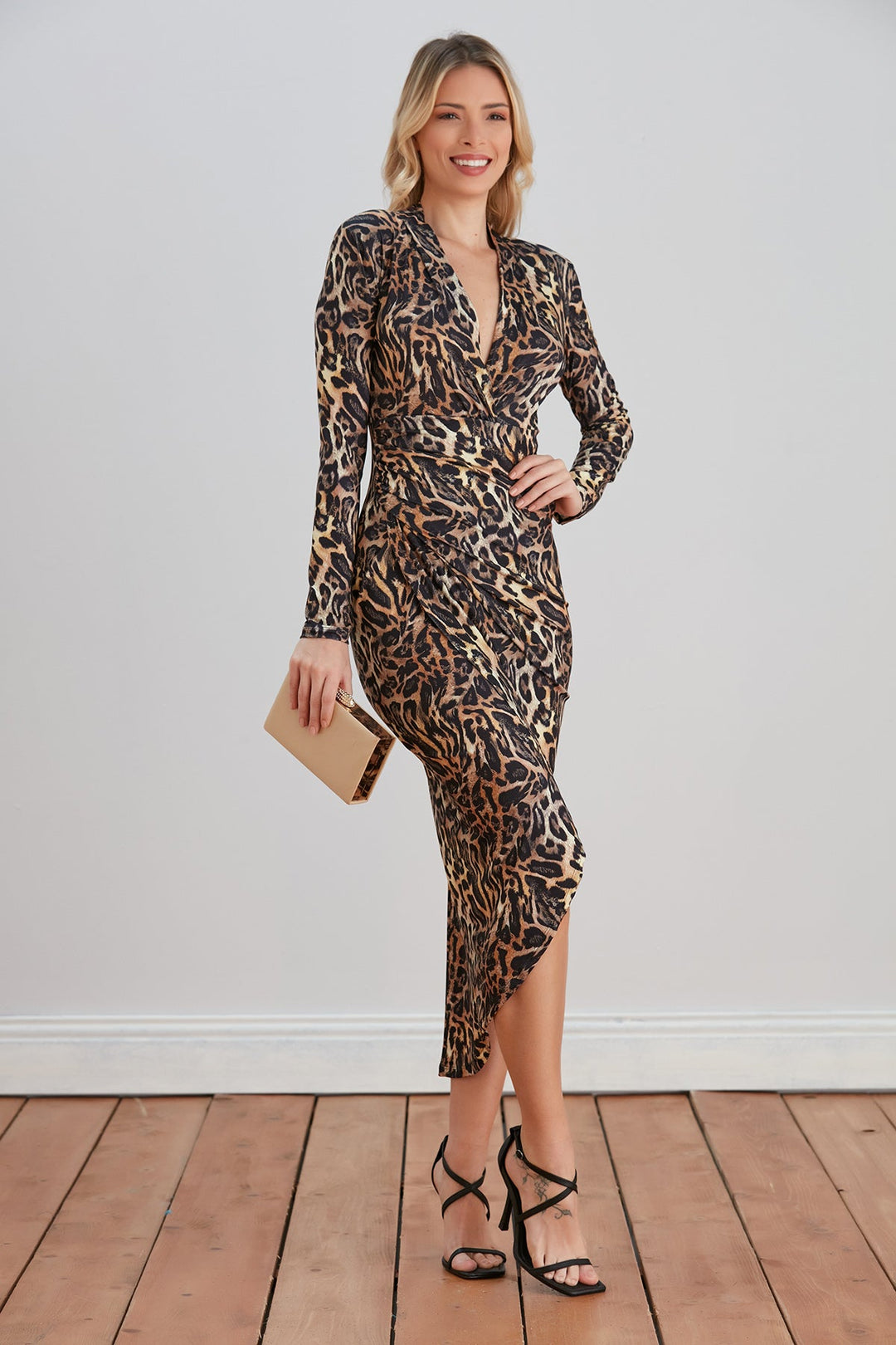 Forever Wrap Midi dress with front Slit - jqwholesale.com