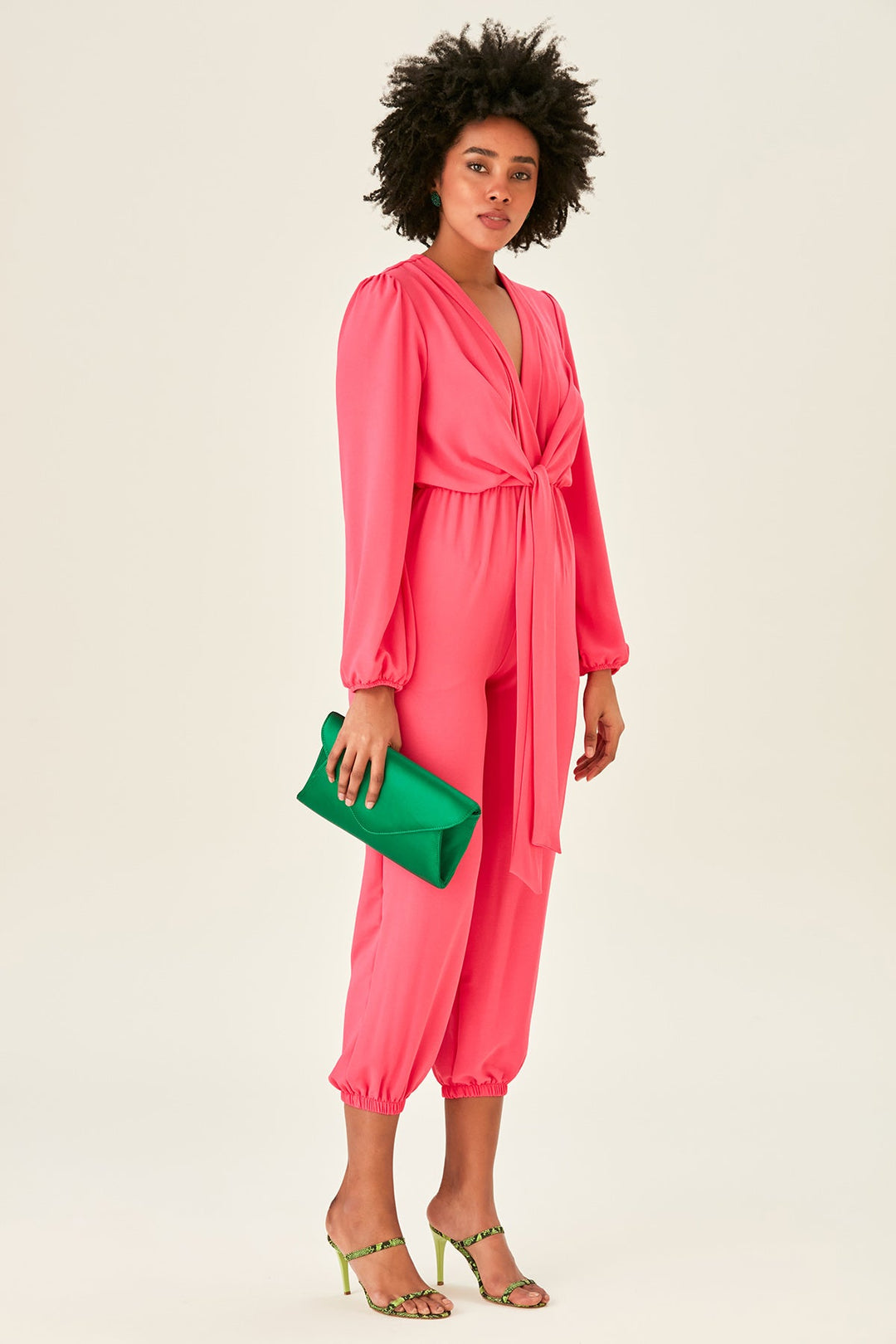 Jessica Wrap Jumpsuit in Pink (PRE-ORDER) - jqwholesale.com