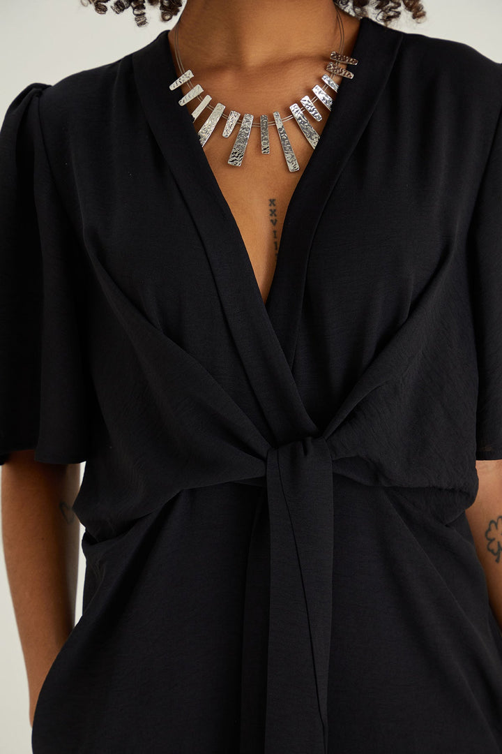 Jessica Angel Sleeve Wrap Jumpsuit in Black - jqwholesale.com
