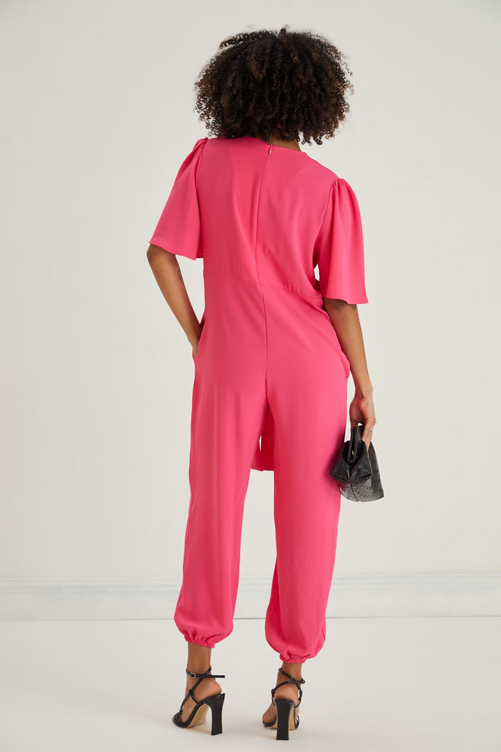 Jessica Angel Sleeve Wrap Jumpsuit in Pink - jqwholesale.com