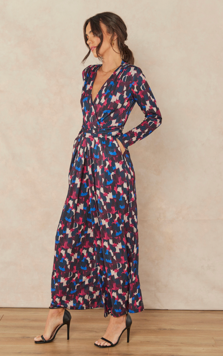 Wrap Culotte Jumpsuit in Print - jqwholesale.com