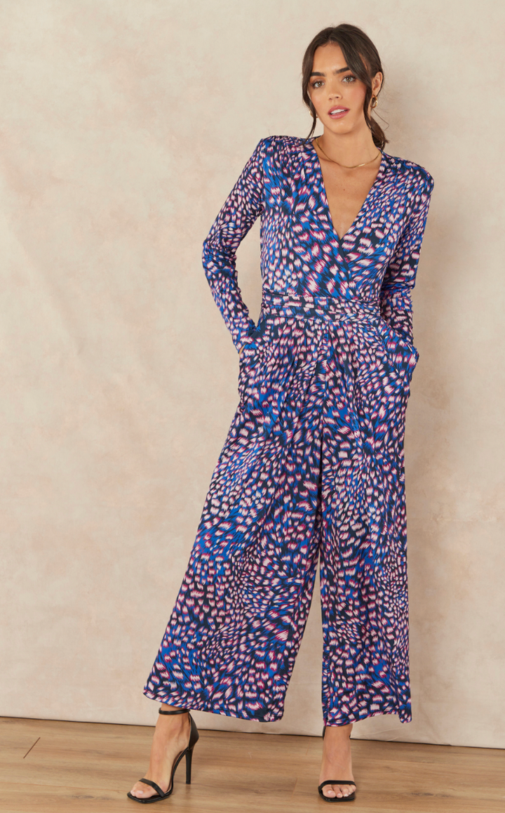Wrap Culotte Jumpsuit in Print - jqwholesale.com