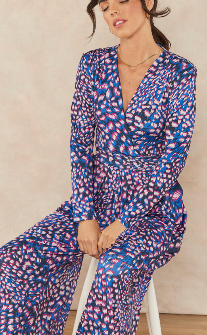 Wrap Culotte Jumpsuit in Print - jqwholesale.com