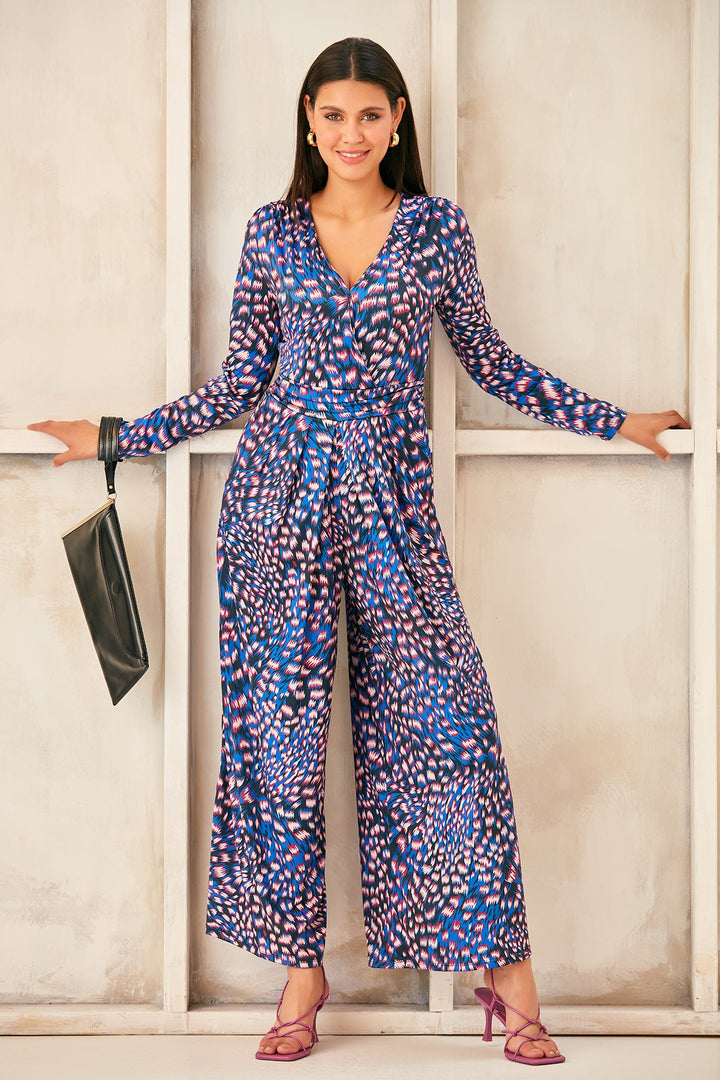 Wrap Culotte Jumpsuit in Print - jqwholesale.com