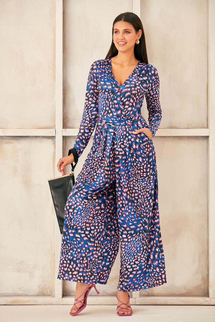 Wrap Culotte Jumpsuit in Print - jqwholesale.com