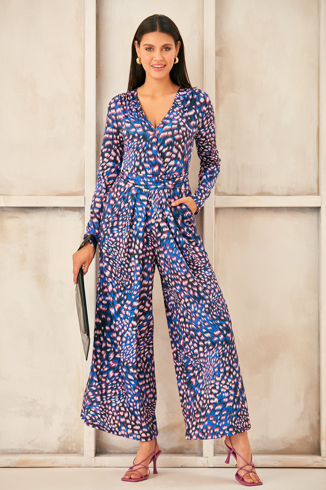 Wrap Culotte Jumpsuit in Print - jqwholesale.com