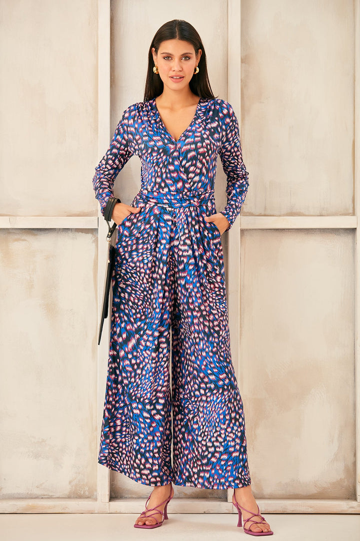 Wrap Culotte Jumpsuit in Print - jqwholesale.com