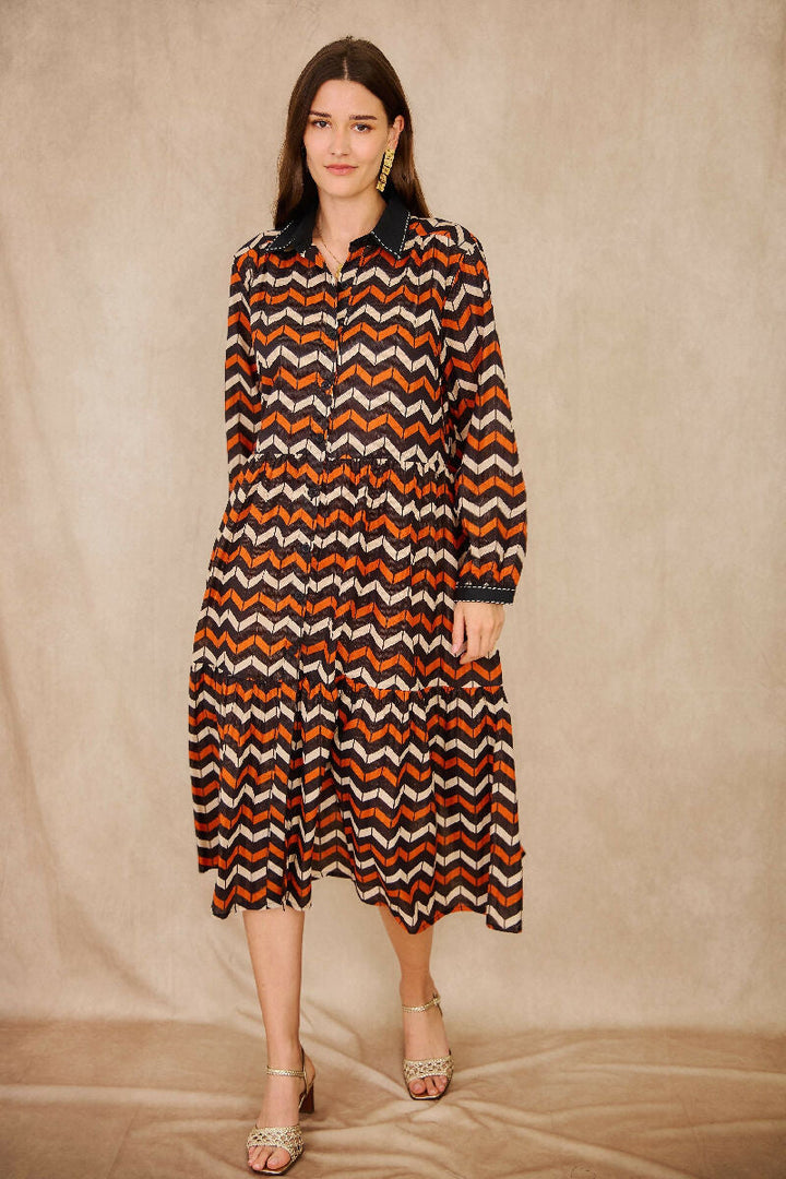 Mid-length cotton dress - black