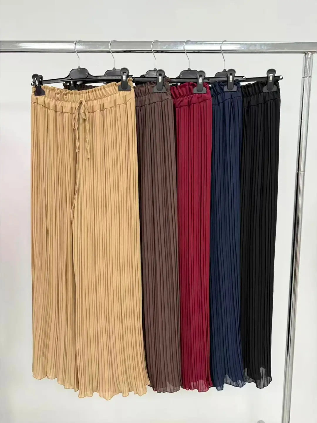 Premium Italian Plisse Wide Leg Palazzo Trousers (2P.PACK) - jqwholesale.com