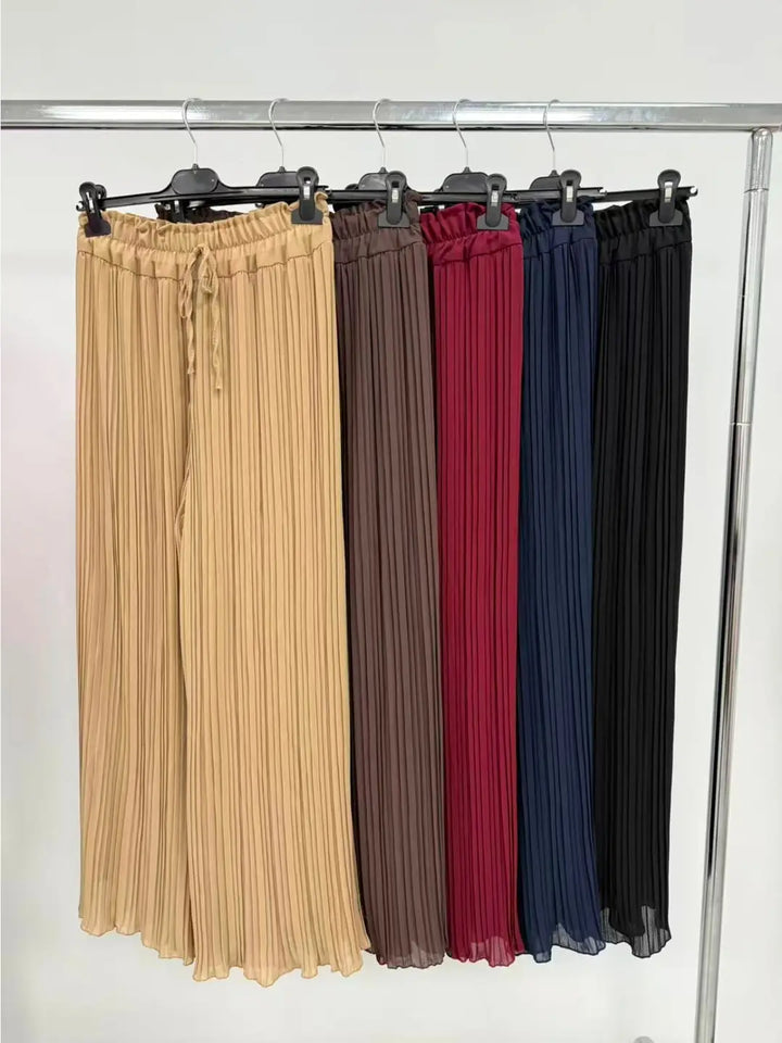 Premium Italian Plisse Wide Leg Palazzo Trousers (2P.PACK) - jqwholesale.com