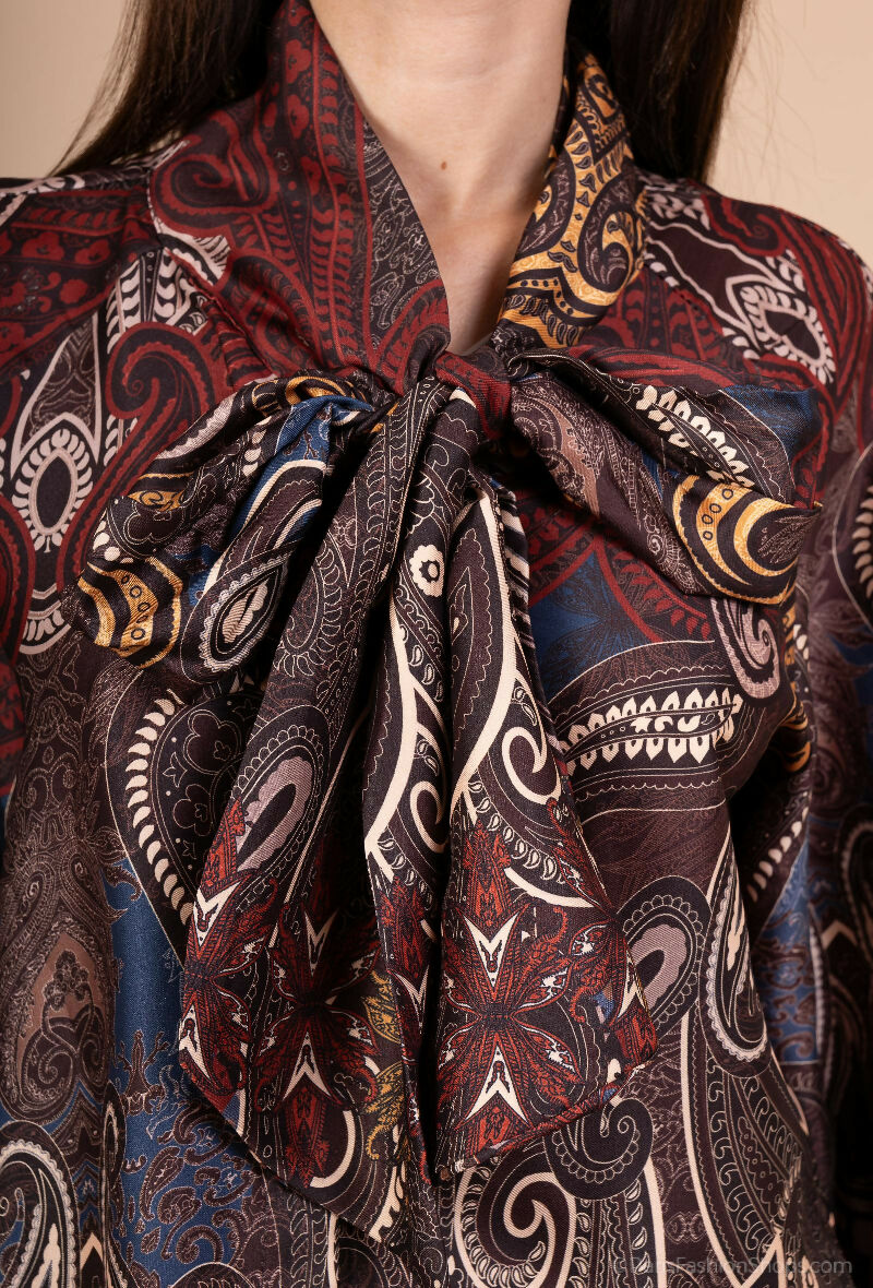 Elegant Tie-Print Blouse