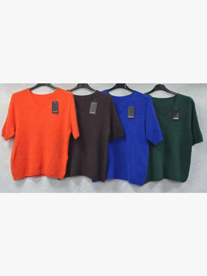 V Neck Angora Knit jumper - jqwholesale.com