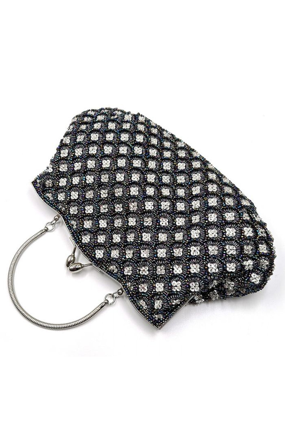 Black Beaded Soft Clutch Bag - jqwholesale.com