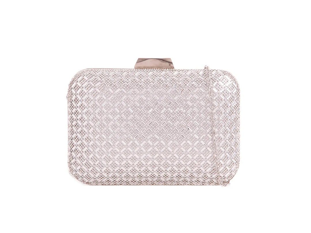 Silver Diamante Clutch Bag - jqwholesale.com