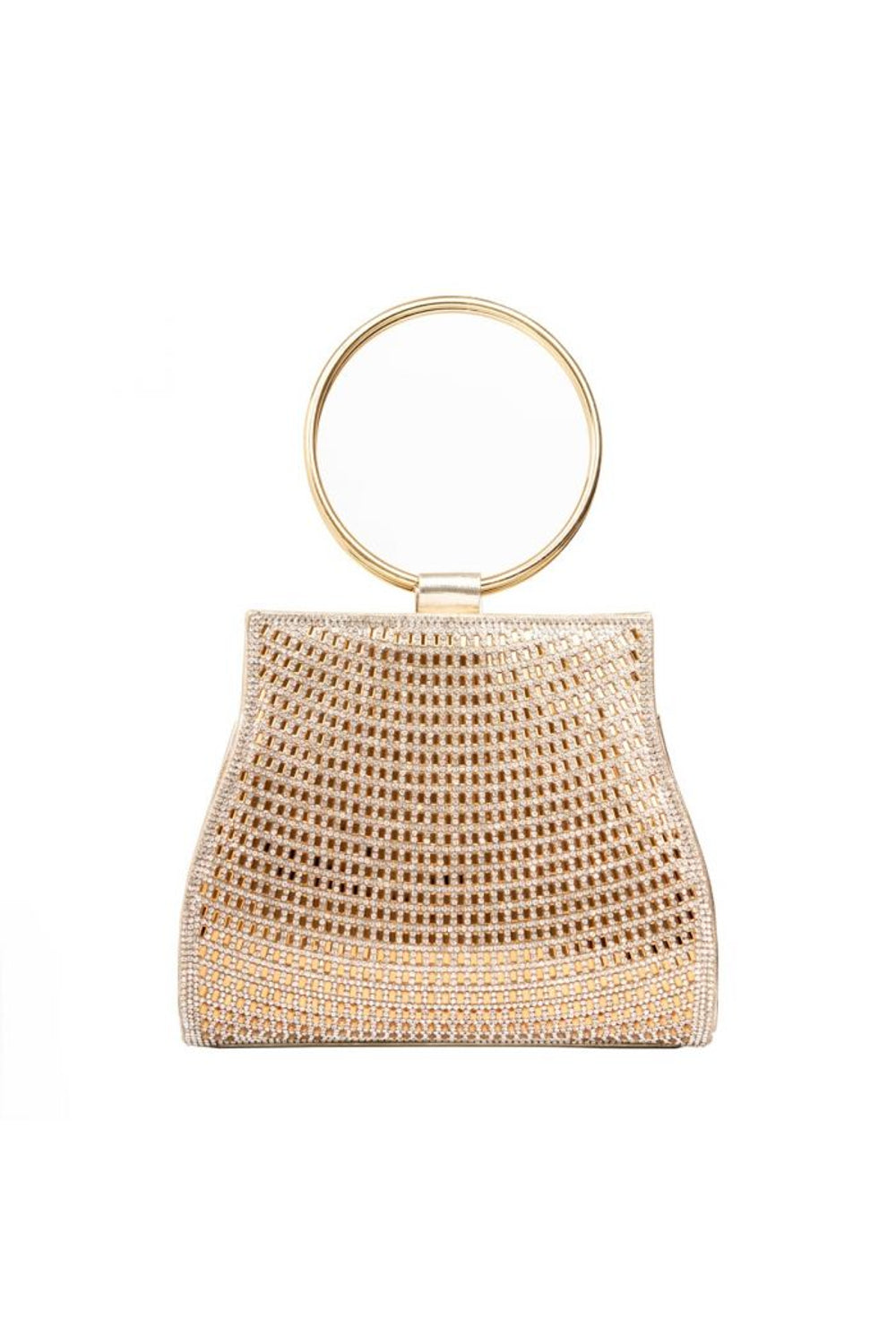 Gold Diamante Clutch Bag with Top Handles - jqwholesale.com