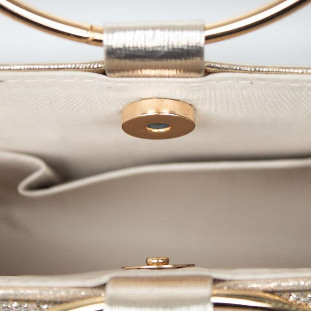 Gold Diamante Clutch Bag with Top Handles - jqwholesale.com