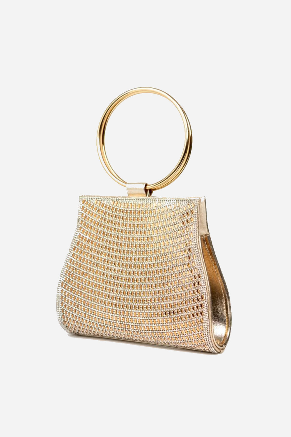 Gold Diamante Clutch Bag with Top Handles - jqwholesale.com