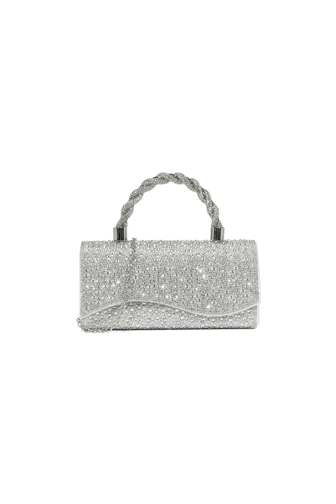Silver Diamante Evening Bag - jqwholesale.com