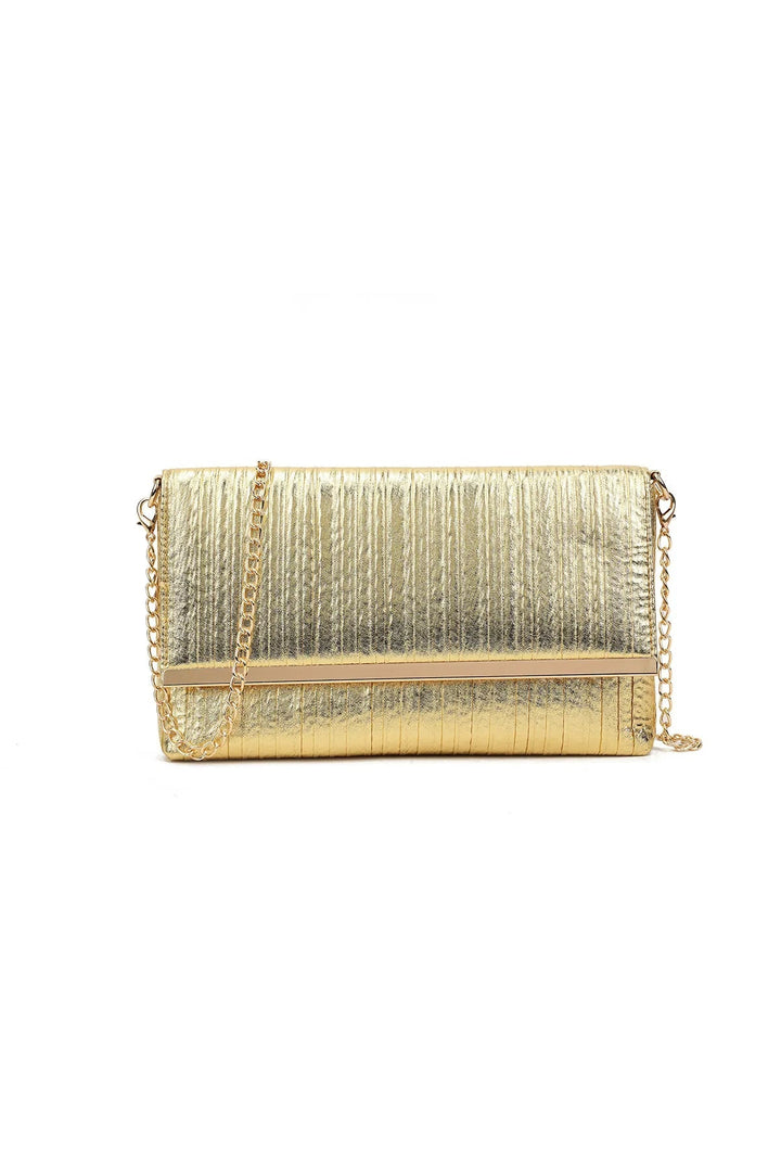 Gold Pleated Clutch Bag - jqwholesale.com