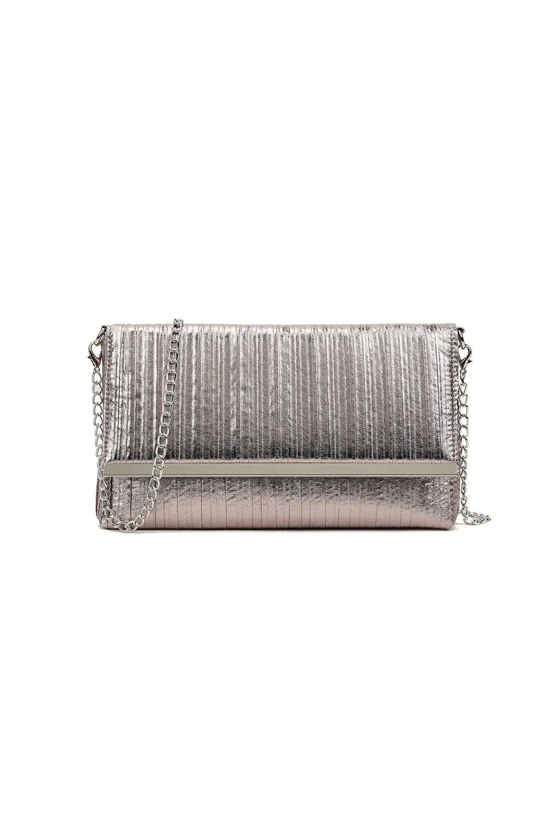 Pewter Pleated Clutch Bag - jqwholesale.com