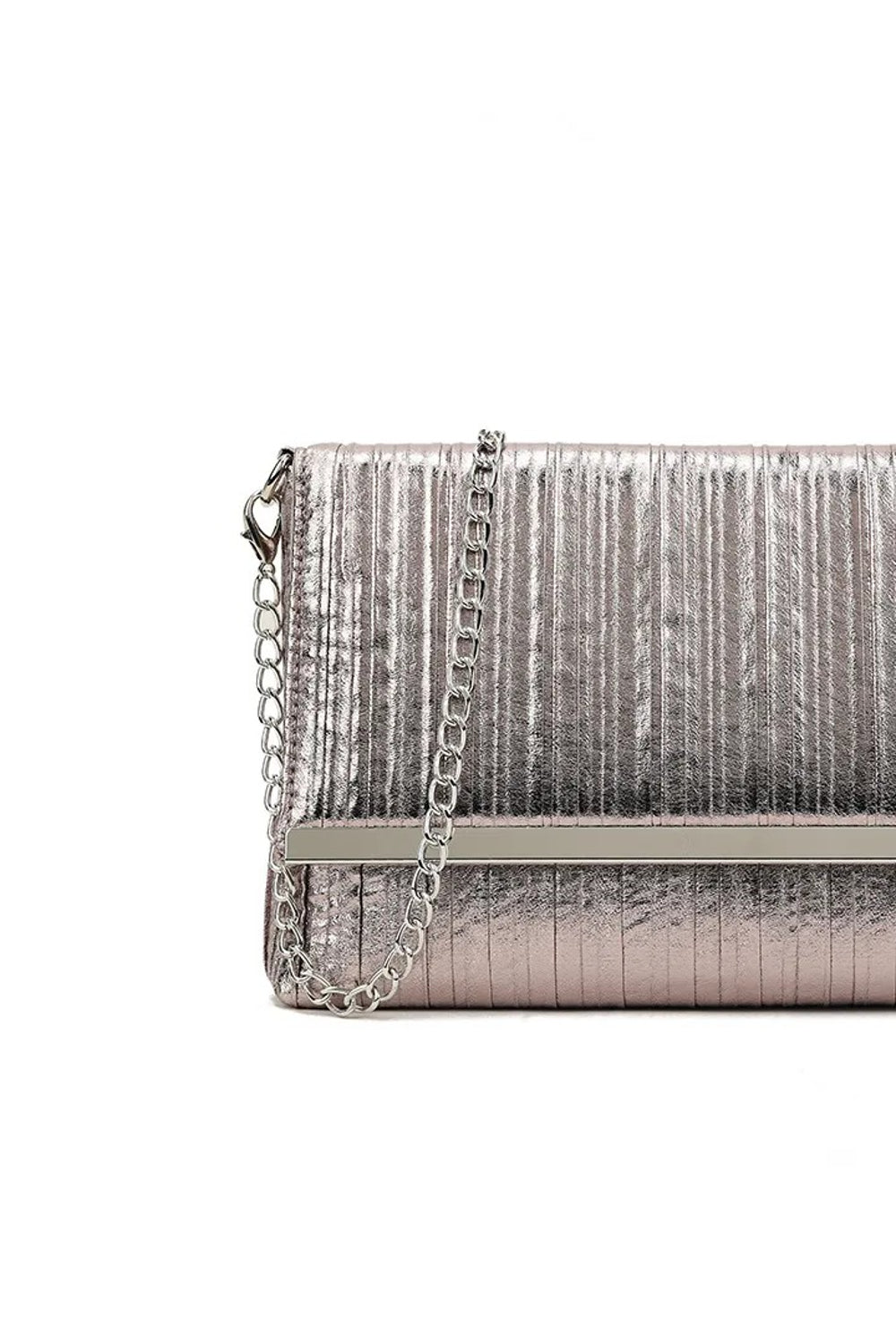 Pewter Pleated Clutch Bag - jqwholesale.com