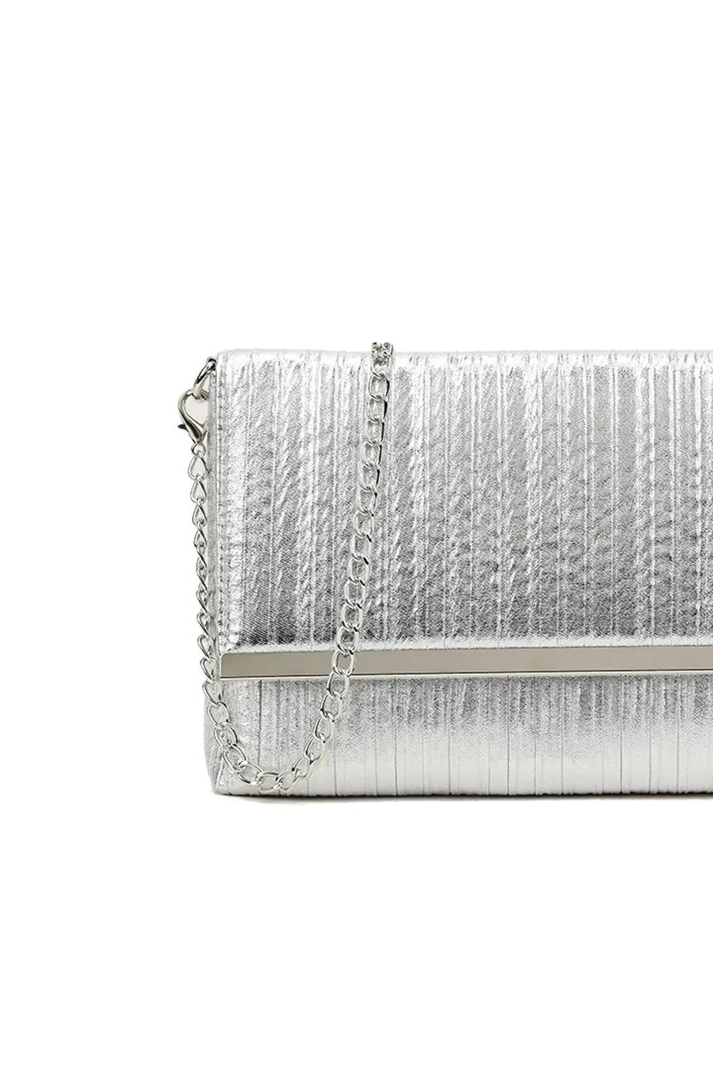Silver Pleated Clutch Bag - jqwholesale.com