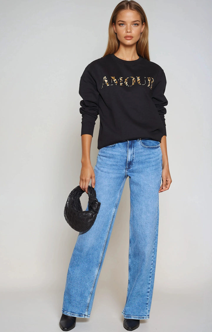 Black Amour Leopard Print Sweatshirt - jqwholesale.com