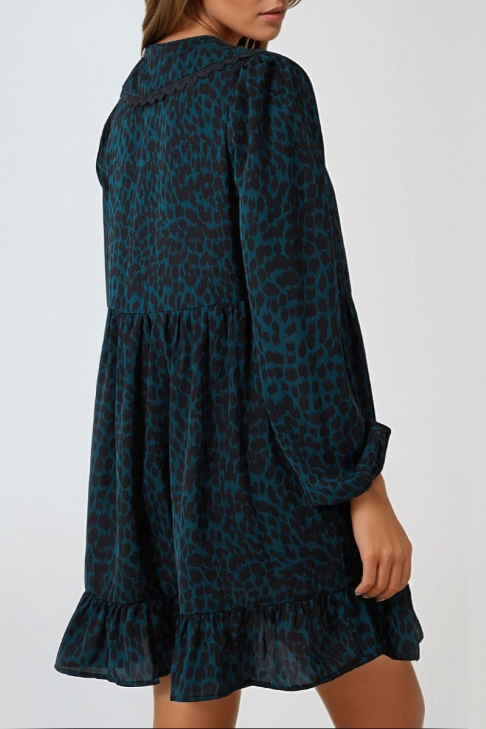 Teal Animal Print Smock Mini Dress - jqwholesale.com