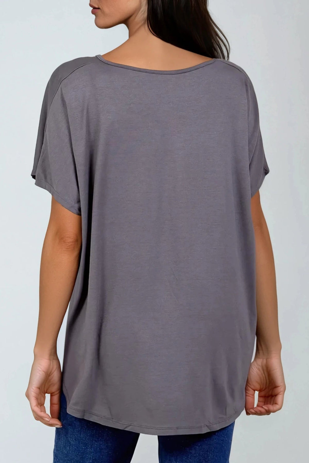 Charcoal Oversized V Neck T Shirt - jqwholesale.com