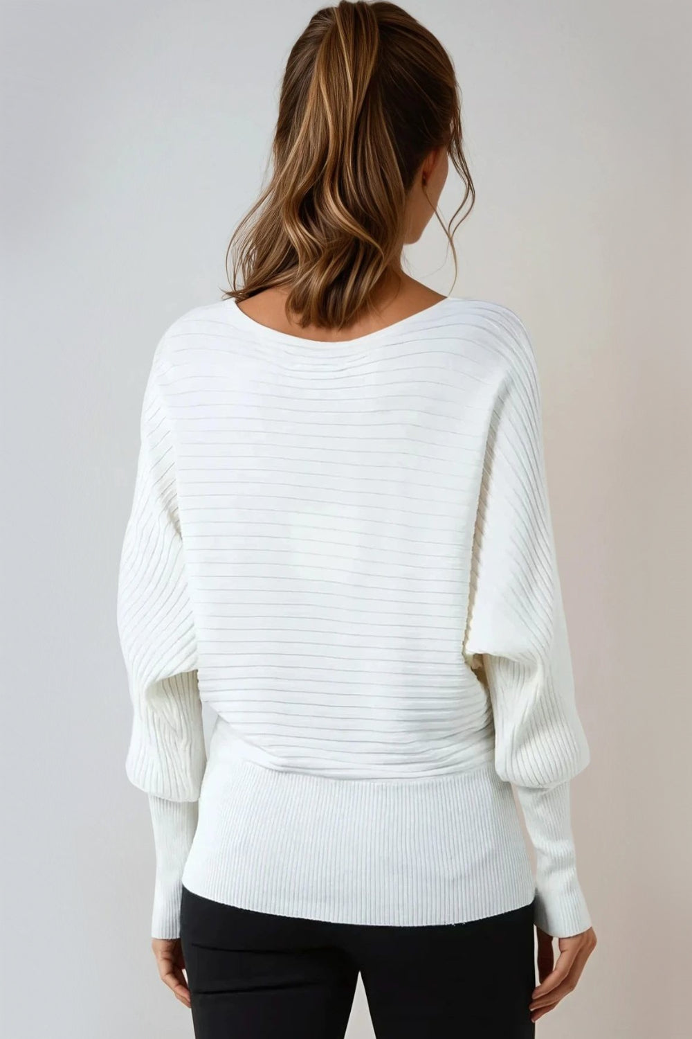 Ivory Long Sleeve Ribbed Jumper - jqwholesale.com