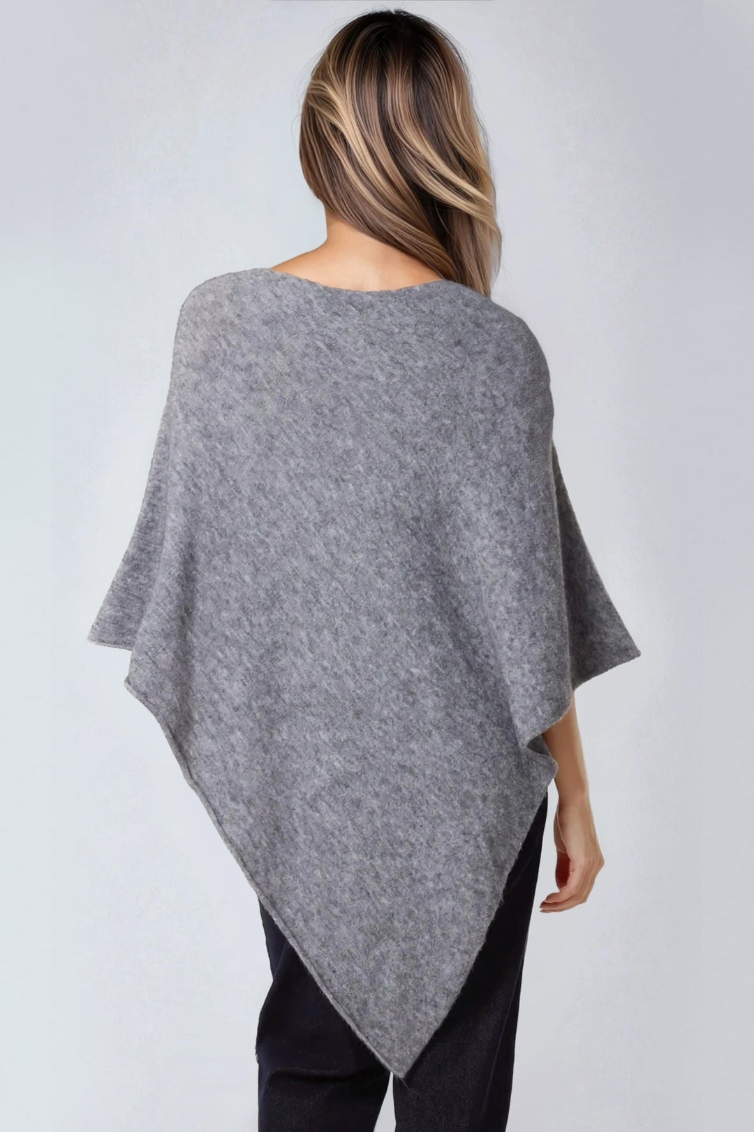 Grey Asymmetric Hem Poncho