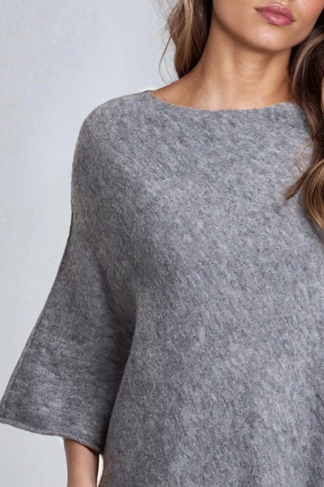 Grey Asymmetric Hem Poncho