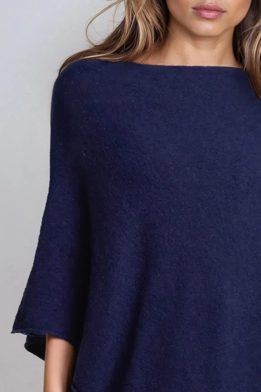 Navy Asymmetric Hem Poncho