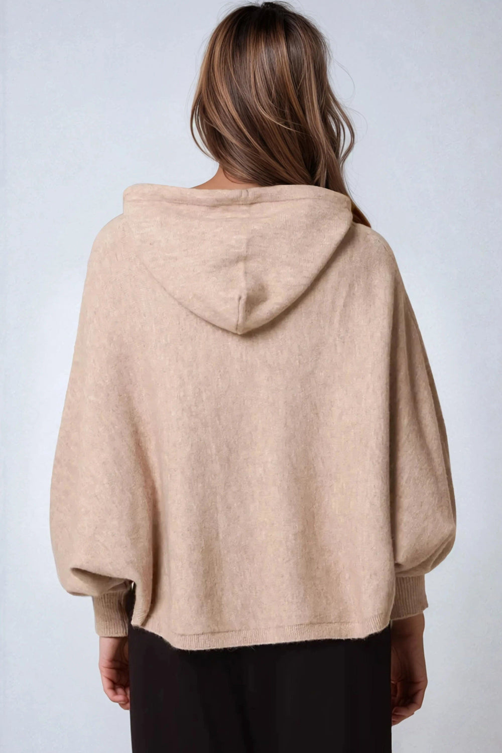 Mocha Boxy Knit Hoodie - jqwholesale.com