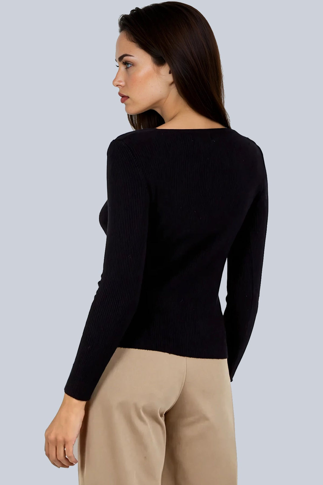 Black Ribbed Knit Cardigan