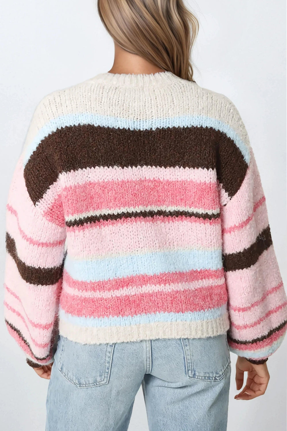 Pink Striped Knitted Jumper - jqwholesale.com
