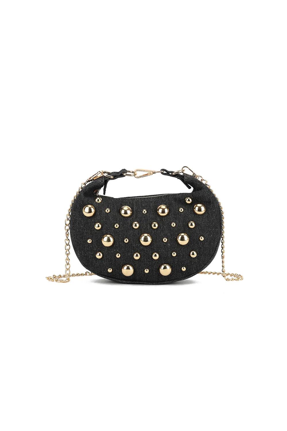 Black Denim Half Moon Mini Bag - jqwholesale.com