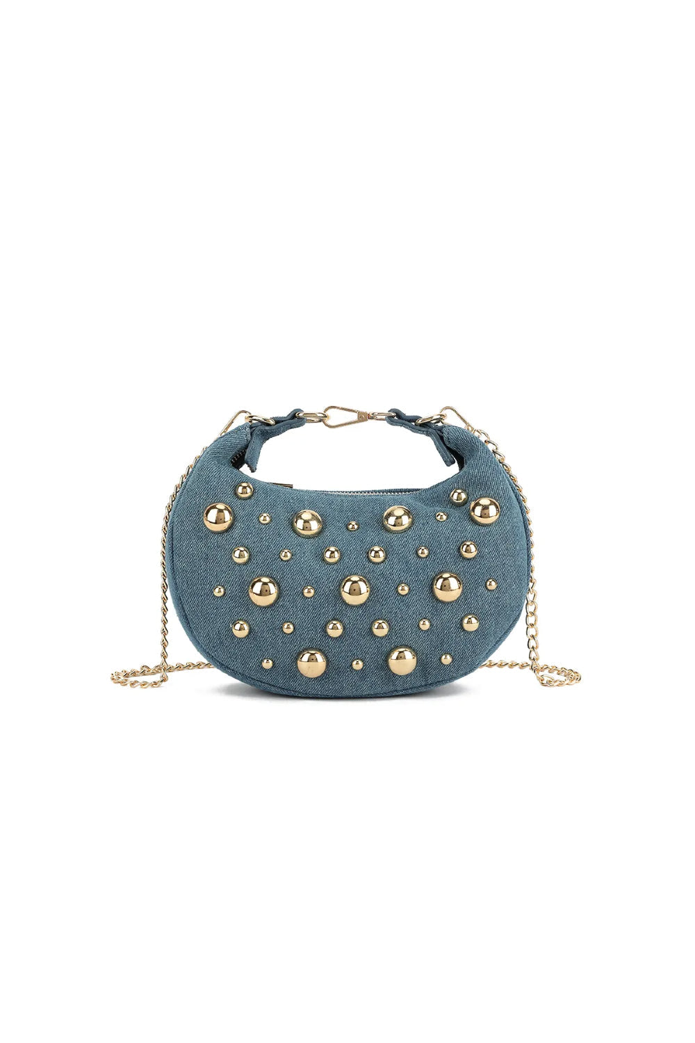Dark Blue Denim Half Moon Mini Bag - jqwholesale.com