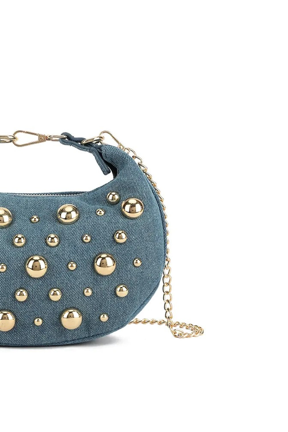 Dark Blue Denim Half Moon Mini Bag - jqwholesale.com